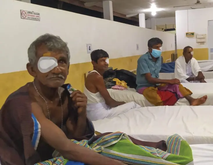 Patients recovering after cataract surgery